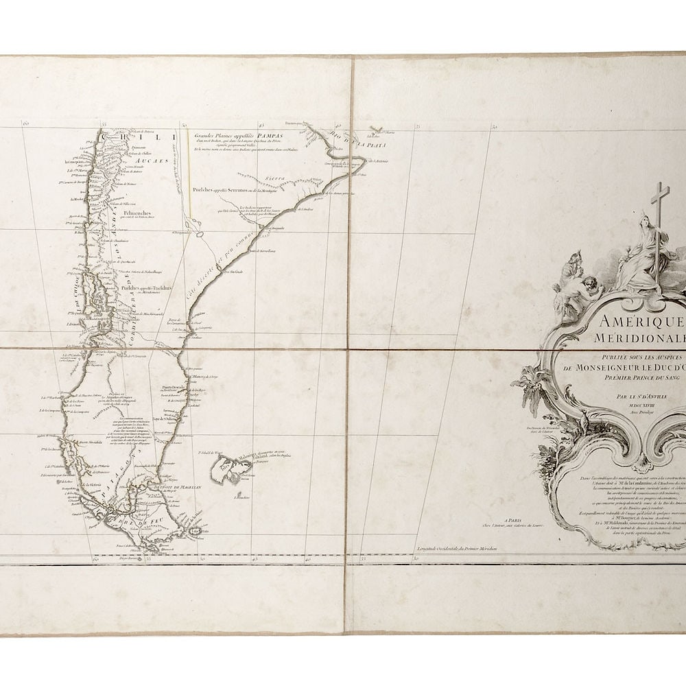 Large Antique French 1748 D'anville Map of South America in a set of 3 - 3