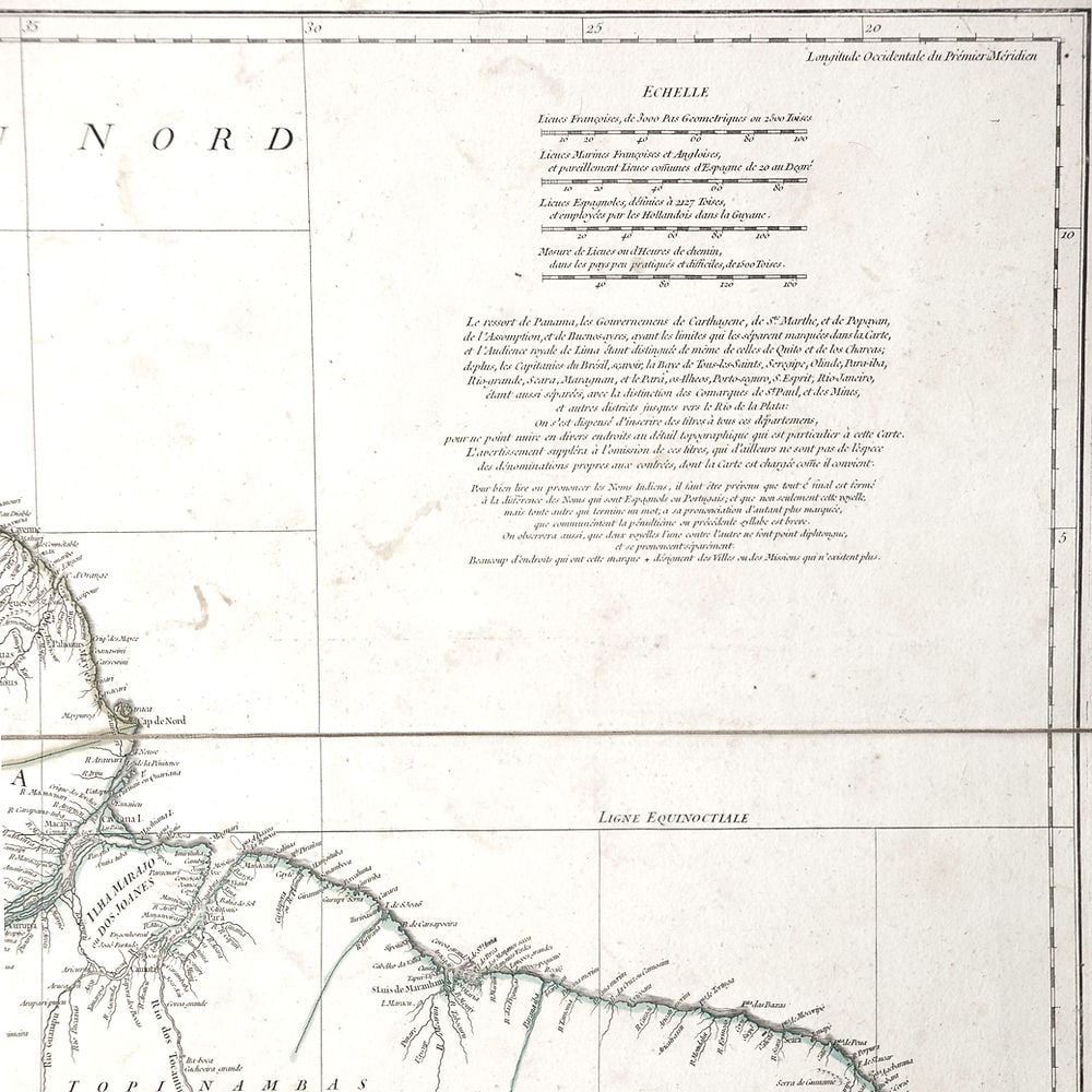 Large Antique French 1748 D'anville Map of South America in a set of 3 - 6