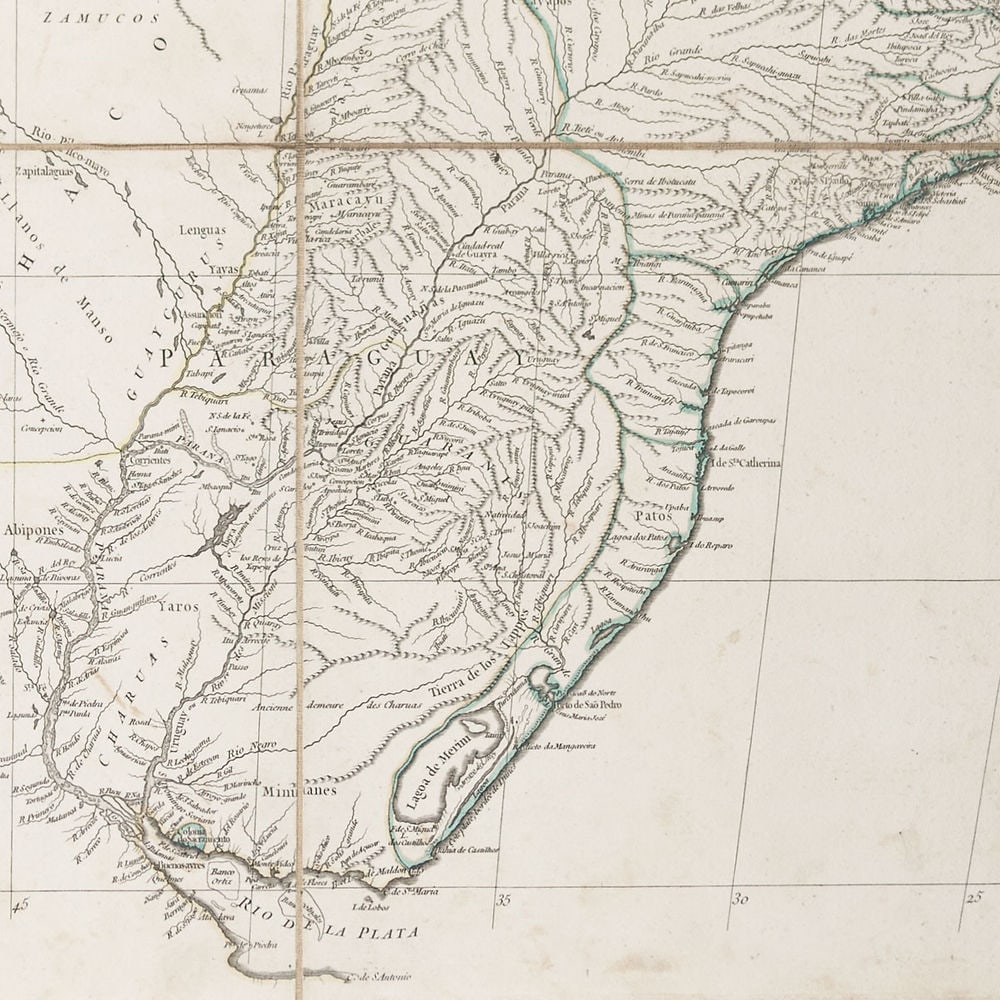 Large Antique French 1748 D'anville Map of South America in a set of 3 - 8