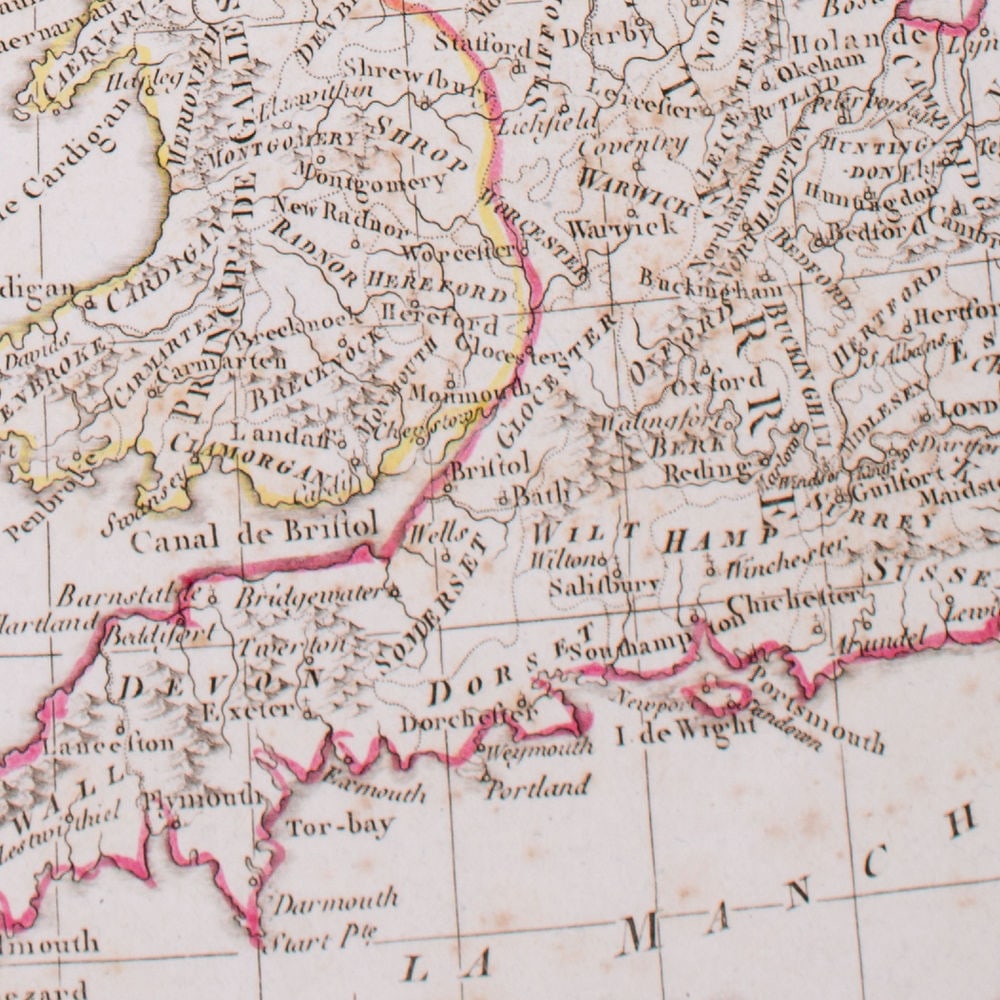 French map of the United Kingdom published by Bonne 1780 - 3