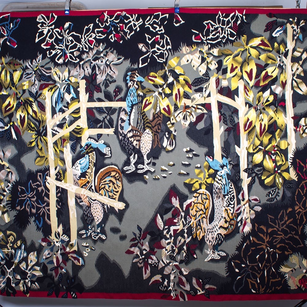 Aubusson Jean Lurcat hand weaved Jardin des coqs Tabard 1939 - 2