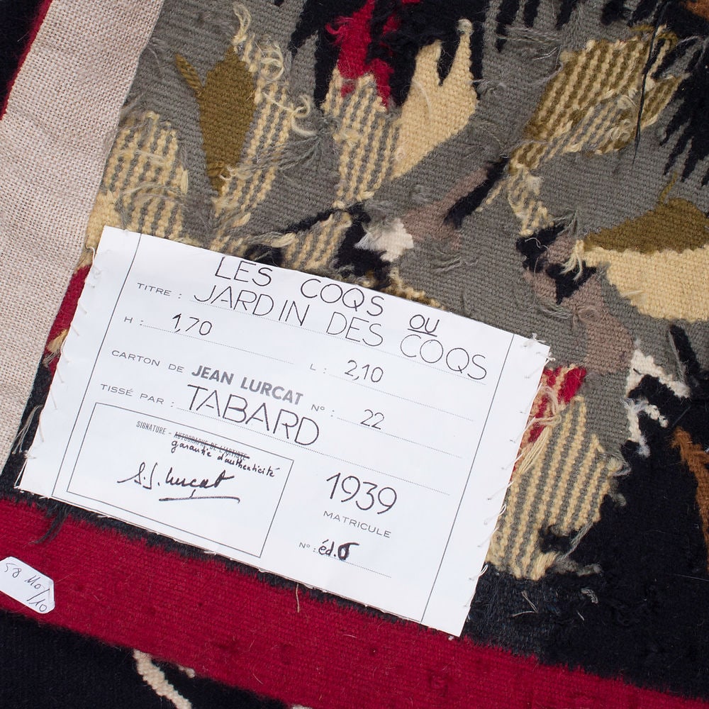Aubusson Jean Lurcat hand weaved Jardin des coqs Tabard 1939 - 6