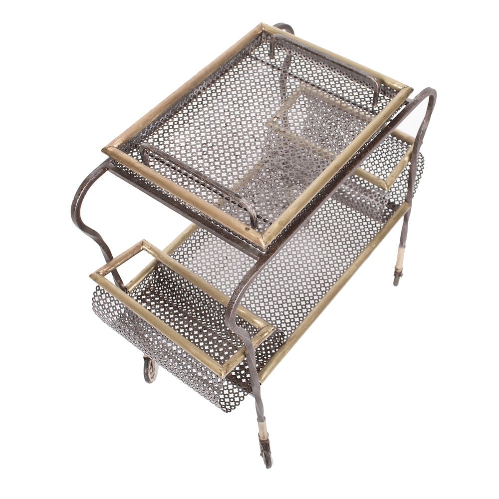 FRENCH MODERNIST trolley MATEGOT Mid century serving table r - 2
