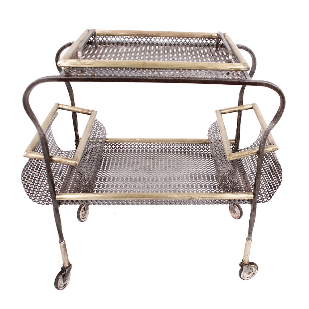 FRENCH MODERNIST trolley MATEGOT Mid century serving table r - 3