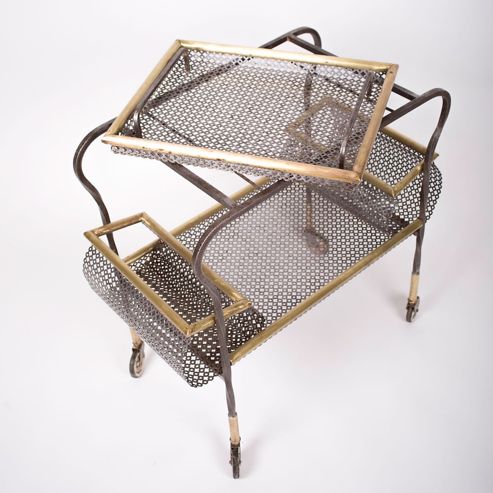 FRENCH MODERNIST trolley MATEGOT Mid century serving table r - 4