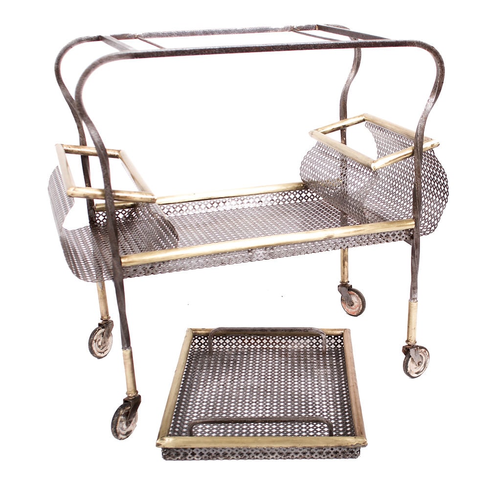 FRENCH MODERNIST trolley MATEGOT Mid century serving table r - 6