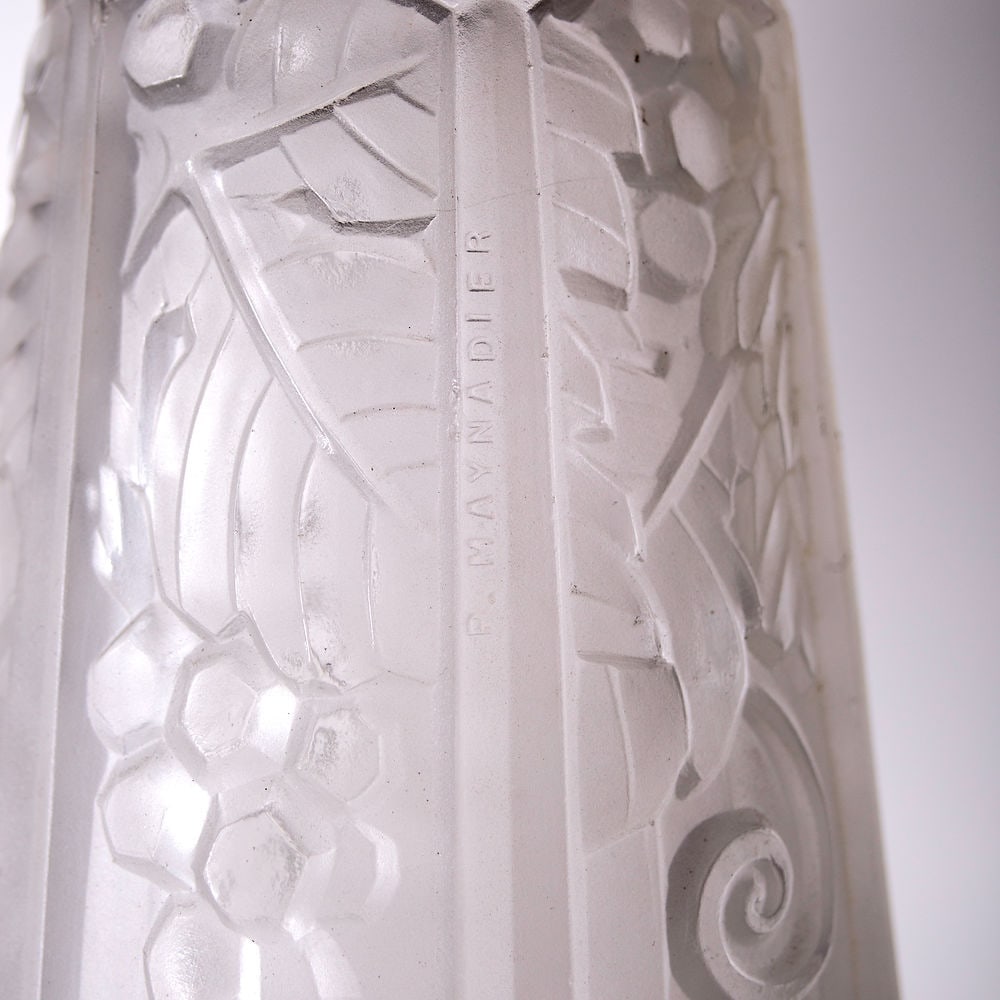 FRENCH Art-Deco Chandelier Manadier pressed glass 4 lights - 6