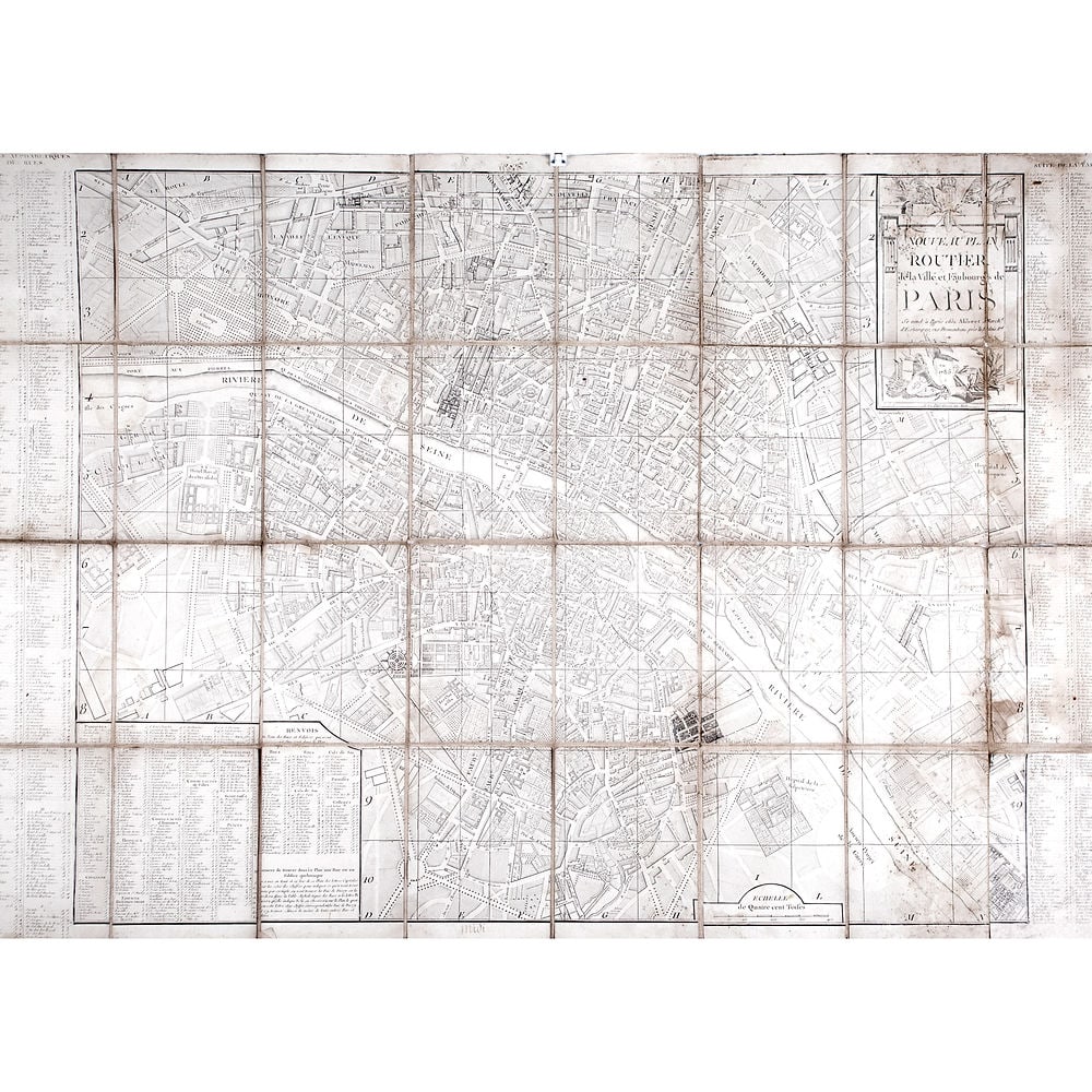 large French map of Paris plan routier de la Ville et faubourg 1785: Nouveau plan routier de la ville et des faubourgs de Paris, avec privilège du Roi, A Paris chez Alibert , seller and map maker during the late 18th to the early 19th century.; H.22 1/4 x W. 32 , 
