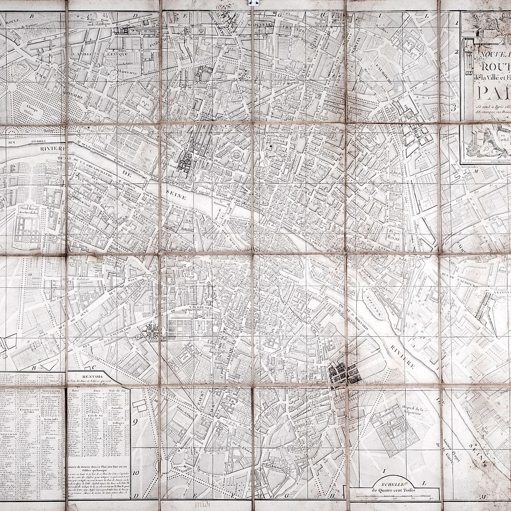 large French map of Paris plan routier de la Ville et faubourg 1785 - 3