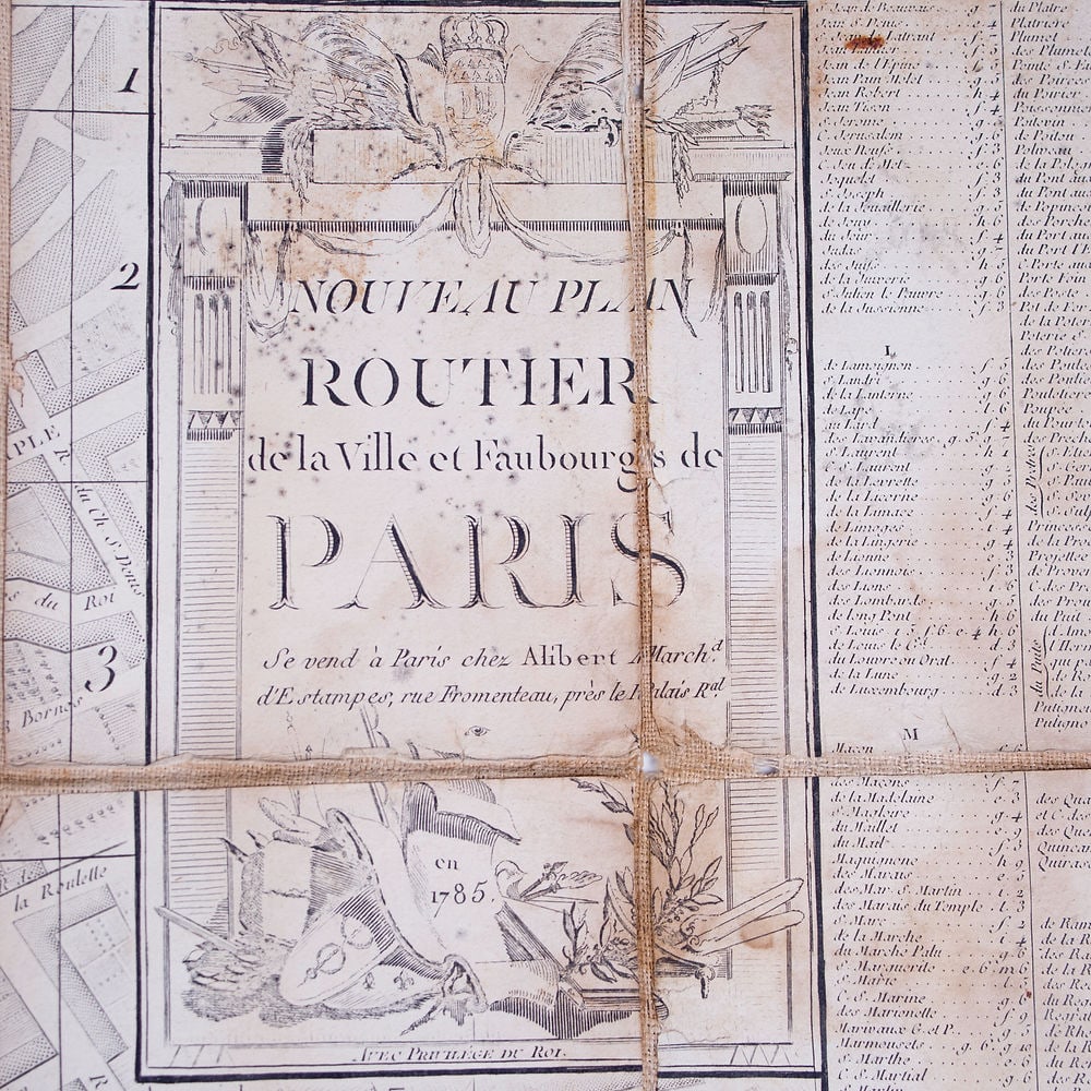 large French map of Paris plan routier de la Ville et faubourg 1785 - 4