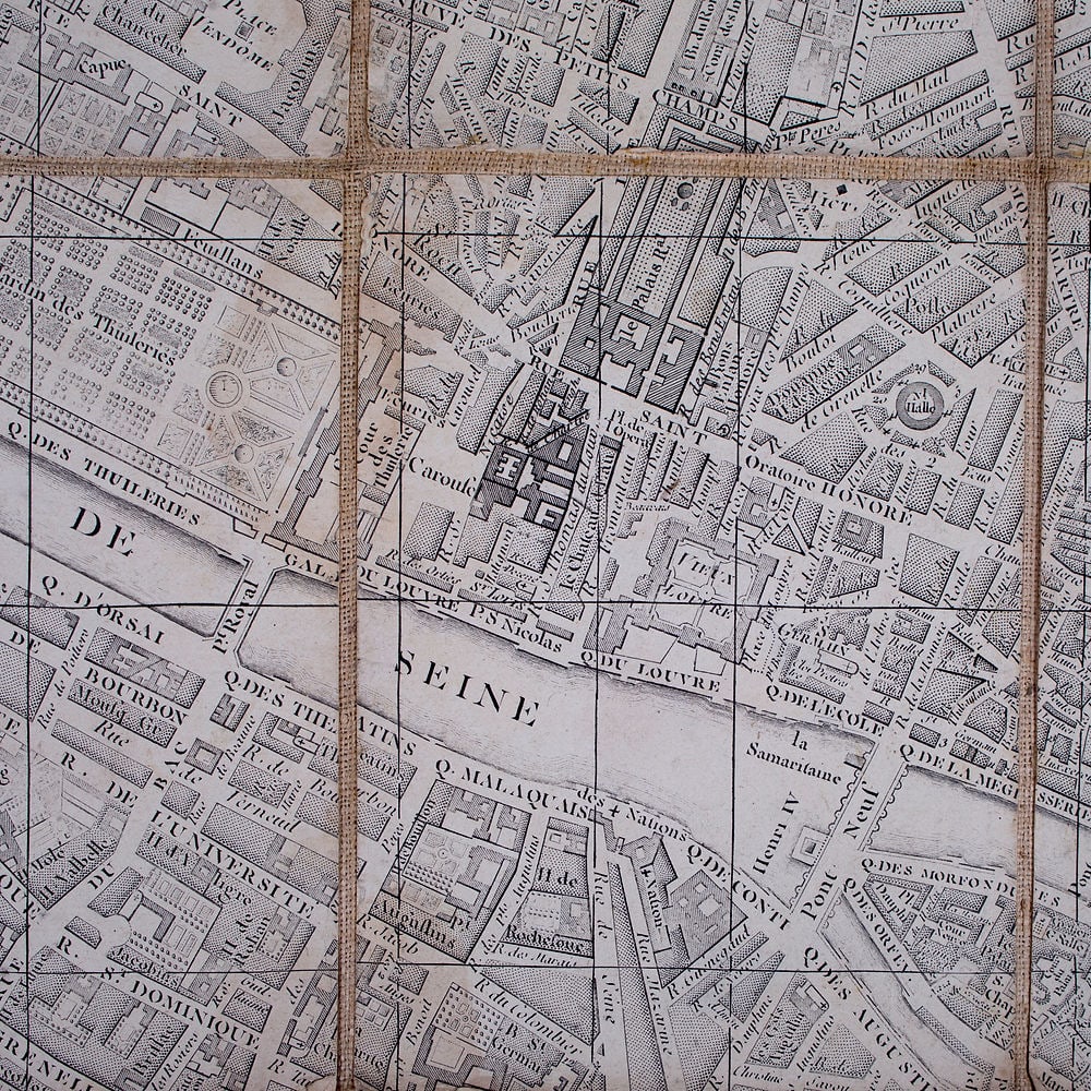large French map of Paris plan routier de la Ville et faubourg 1785 - 6