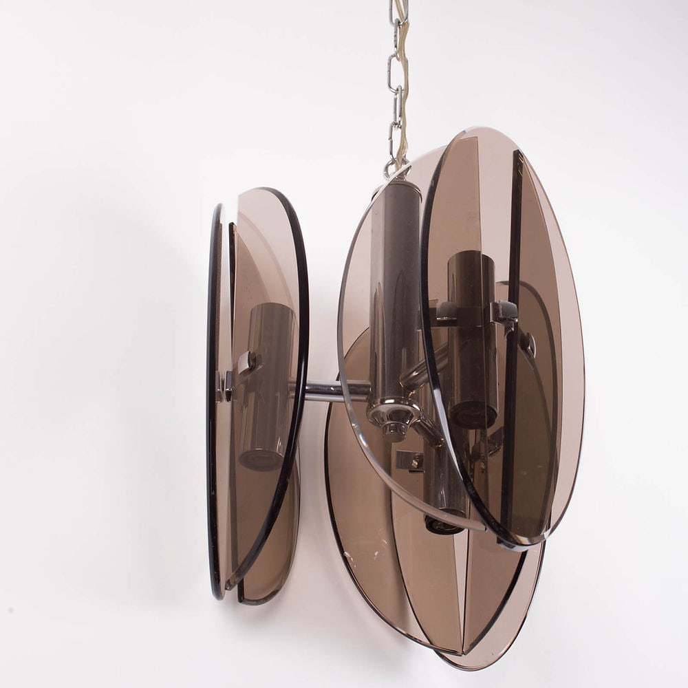 Chandelier with beveled smoke glass Fontana Arte Veca italy II - 2