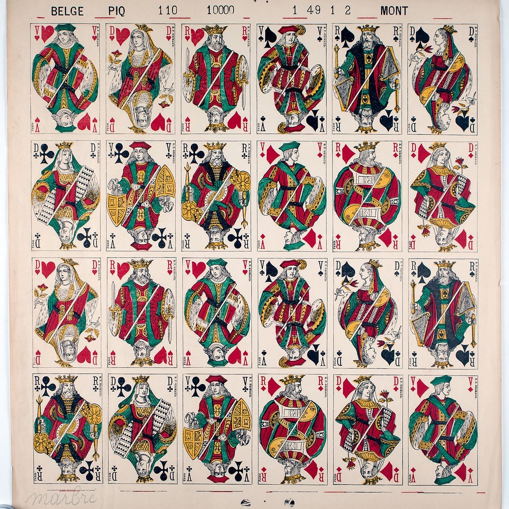 Uncut sheet playing card French suite Grimaud - 2