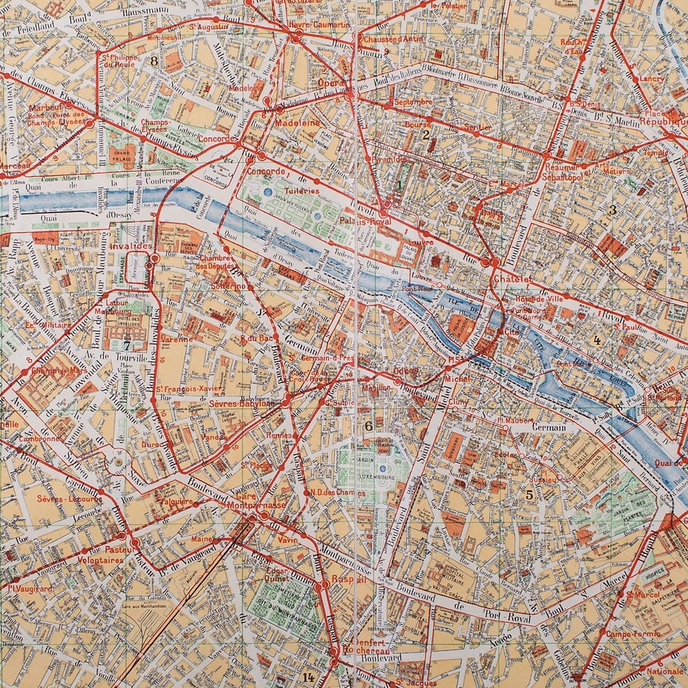 Paris subway map with numbered lines 1920 Tarride linen backing - 3