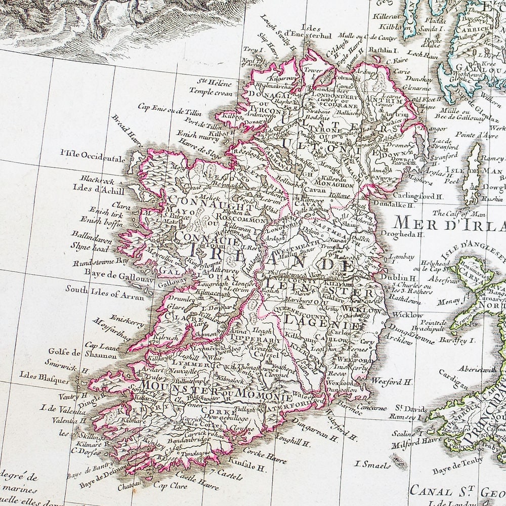 De L'Isle Philippe Buache engraved map of the the British Island 1800 - 2