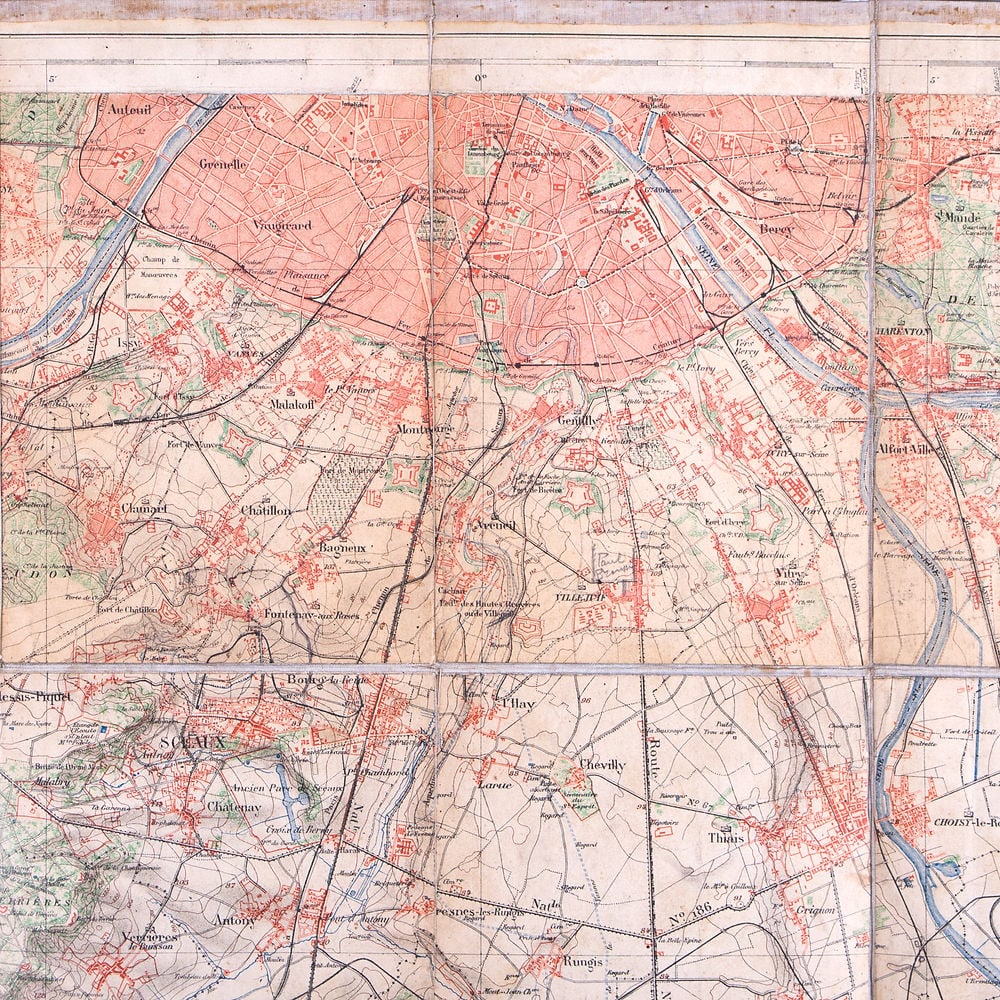 French map Andriveau Goujon Barere Environ de Paris South 1905 on linen - 3