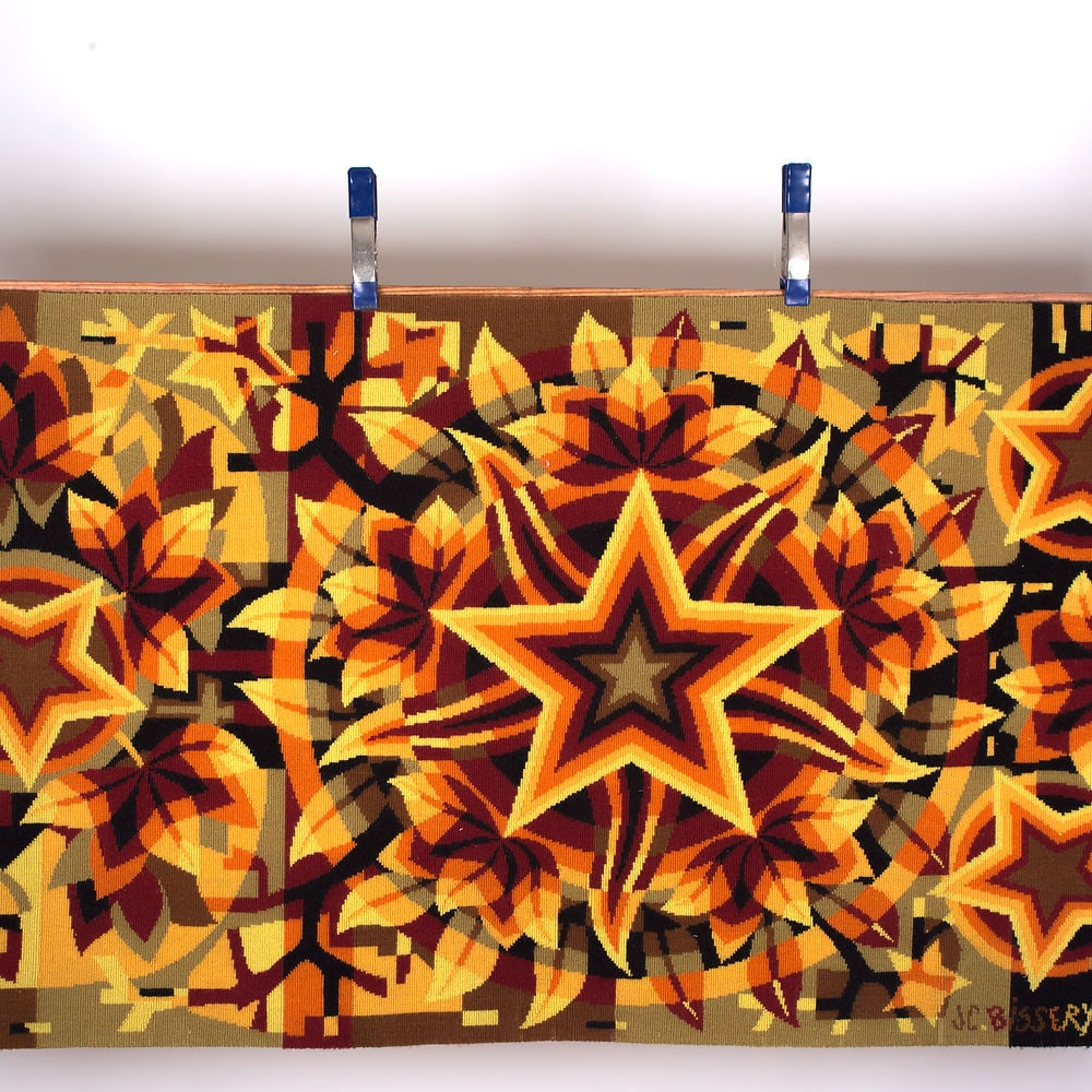 Bissery mid century wool tapestry modernist ""les etoiles " Stars - 2