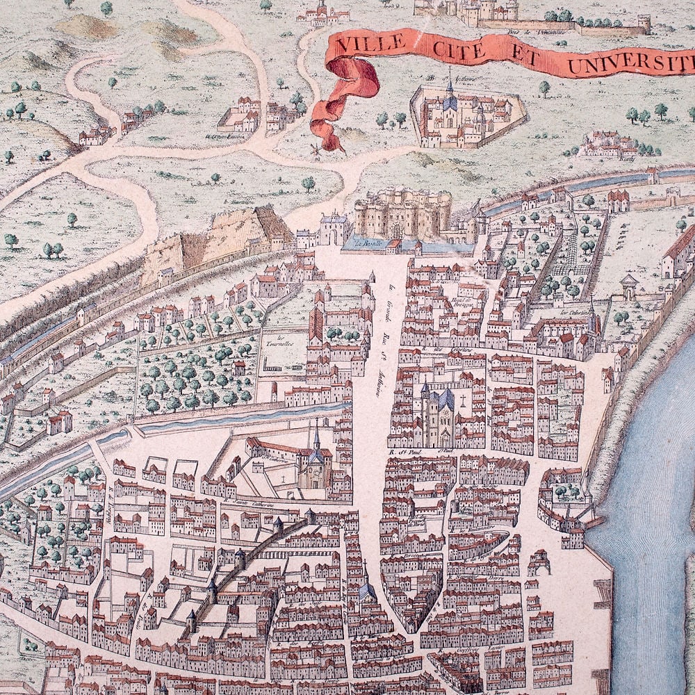 Engraving of Guillaume DHEULLAND Plan de la Ville de Paris 1756 - 2