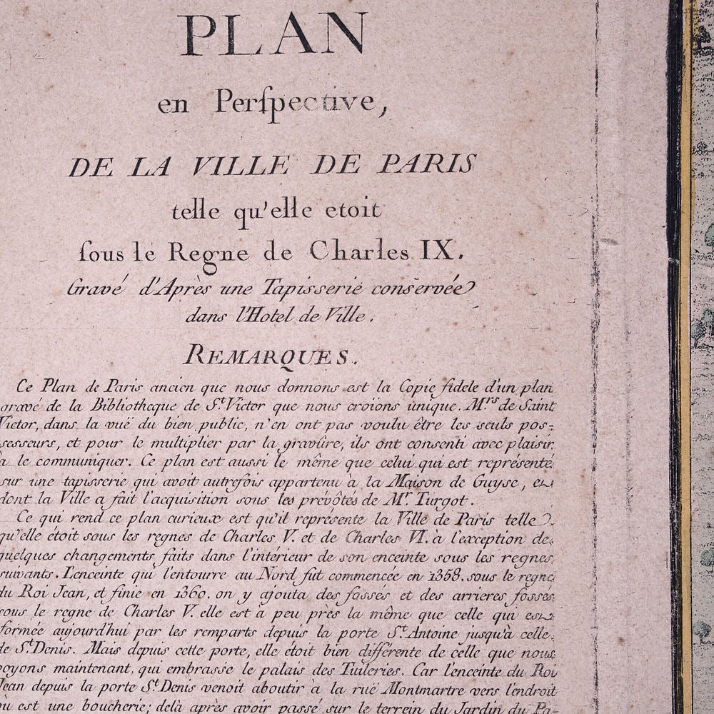 Engraving of Guillaume DHEULLAND Plan de la Ville de Paris 1756 - 3
