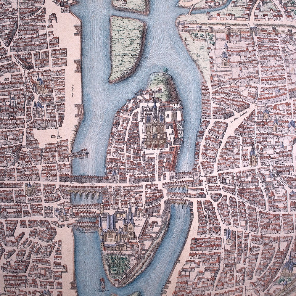 Engraving of Guillaume DHEULLAND Plan de la Ville de Paris 1756 - 5