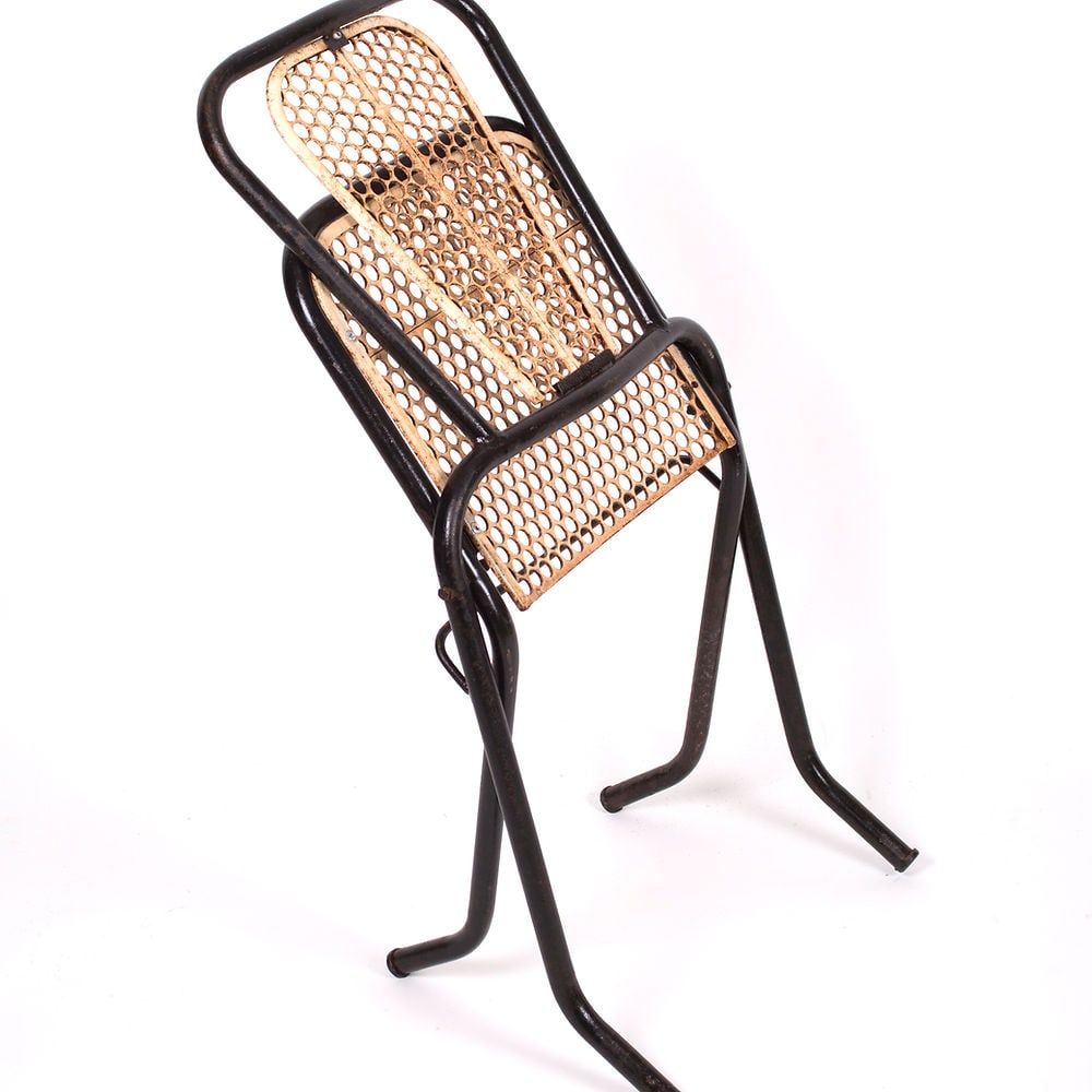 Set of 3 Rene Malaval metal garden chair French mid century - 2