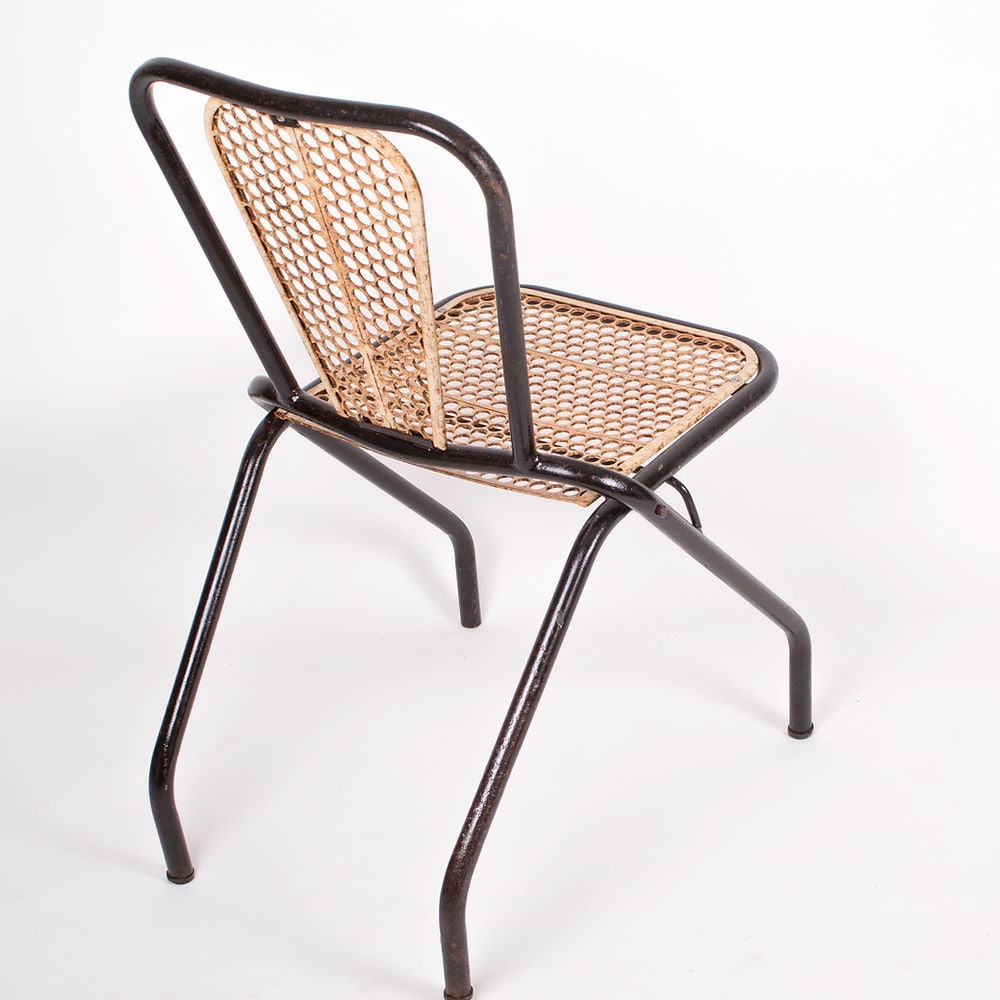 Set of 3 Rene Malaval metal garden chair French mid century - 4