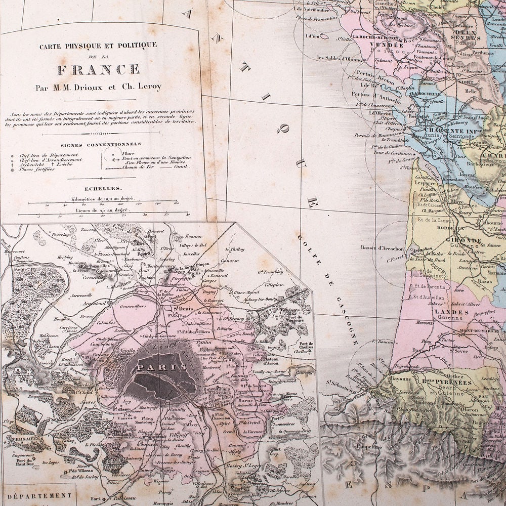 French road map of FranceDrioux and Leroy 1860 - 3