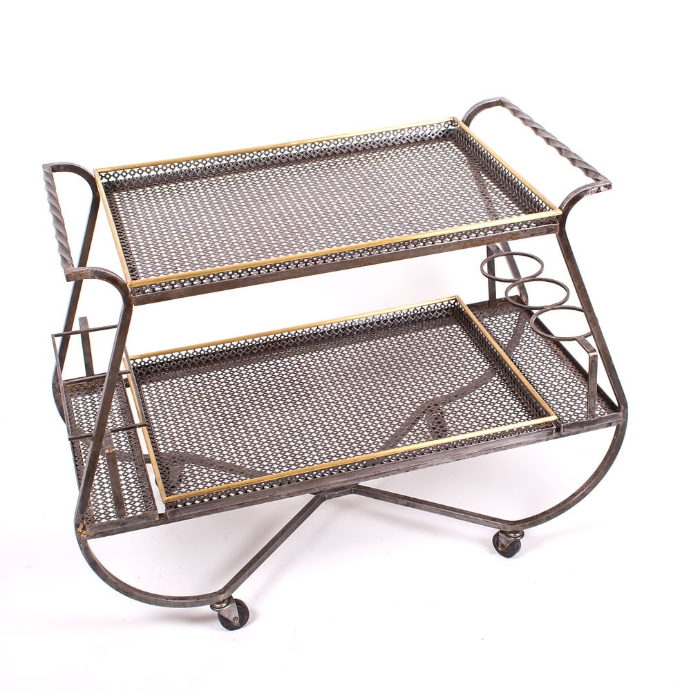 FRENCH MODERNIST ROLLING BAR TROLLEY MATEGOT Mid century serving table rigitulle - 4