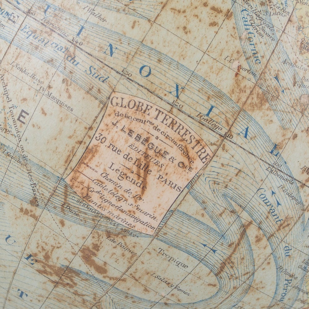 1880 Small 8" LEBEGUE FRENCH ANTIQUE TERRESTRIAL GLOBE MAPPEMONDE - 6