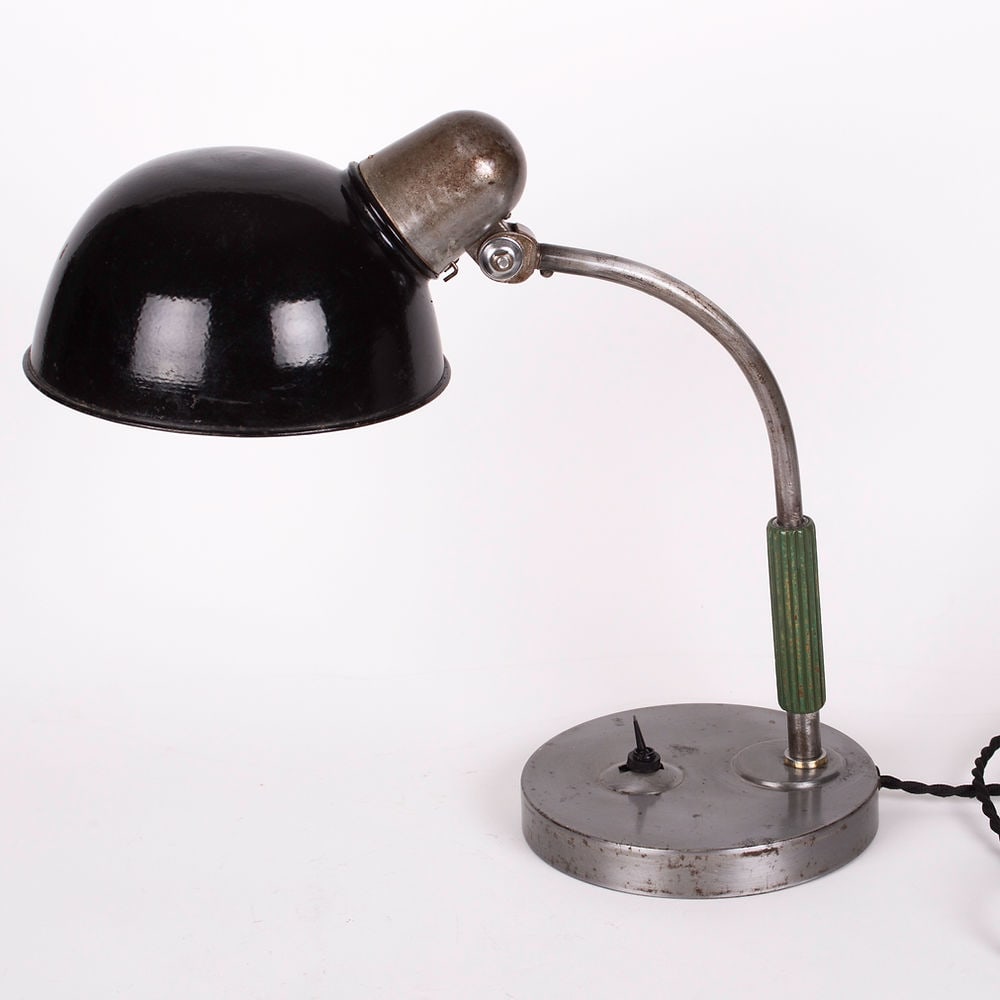 Black Bauhaus table lamp Siemens German production 1930's (1 of 5)
