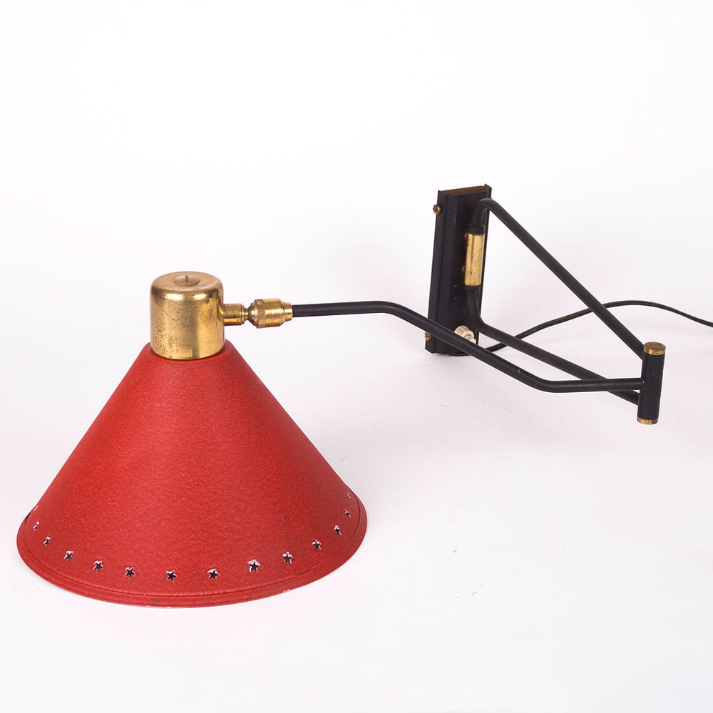 French mid century Rene Mathieu Adjustable Wall Lamp Editions Lunel - 2