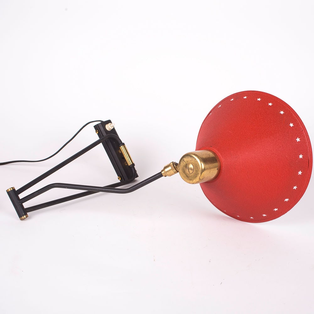 French mid century Rene Mathieu Adjustable Wall Lamp Editions Lunel - 4