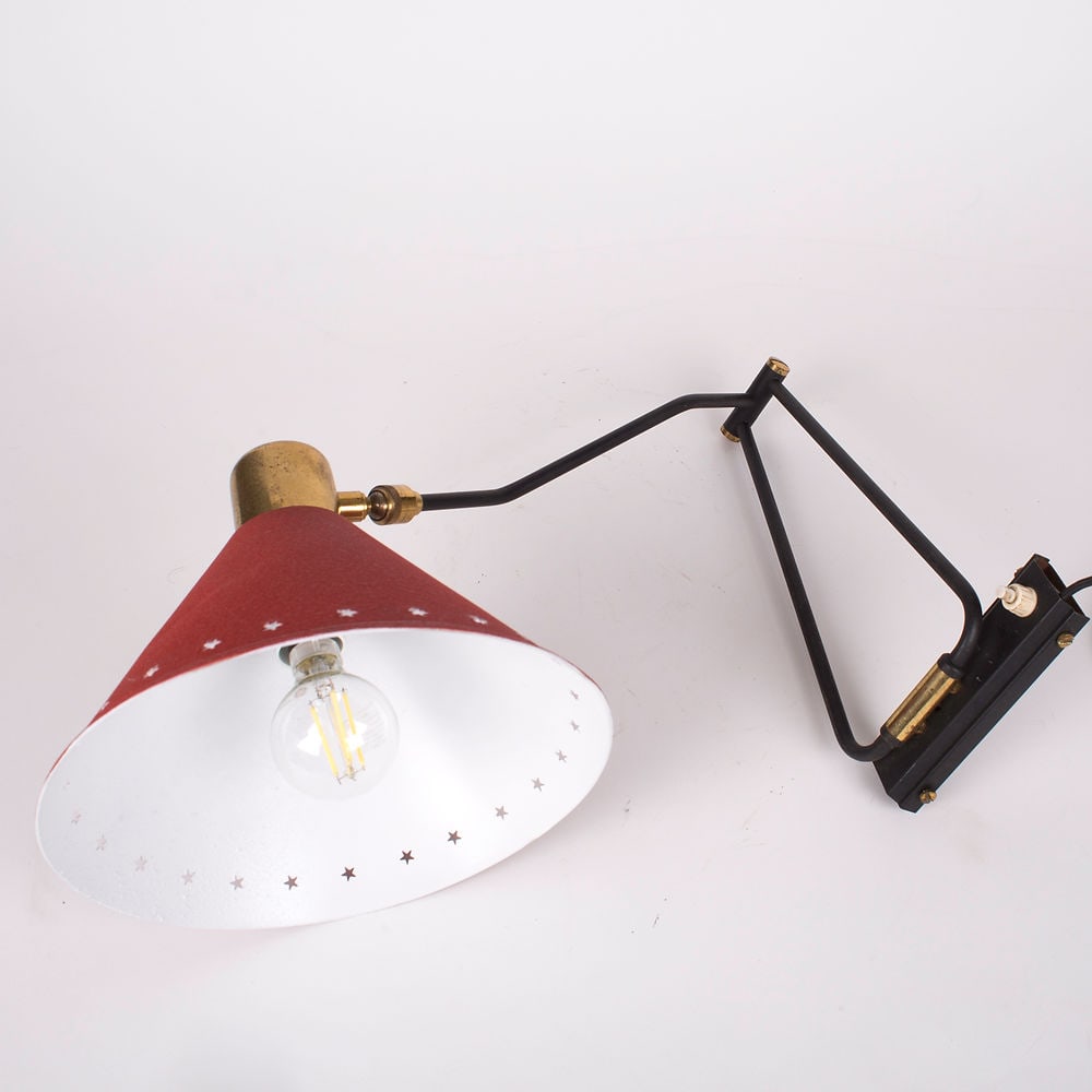 French mid century Rene Mathieu Adjustable Wall Lamp Editions Lunel - 5