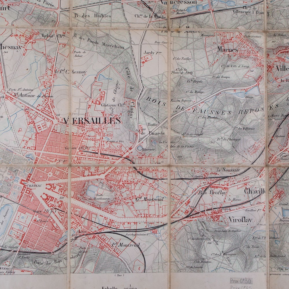 Versailles detailed map 1885 Survey map ordnance - 2