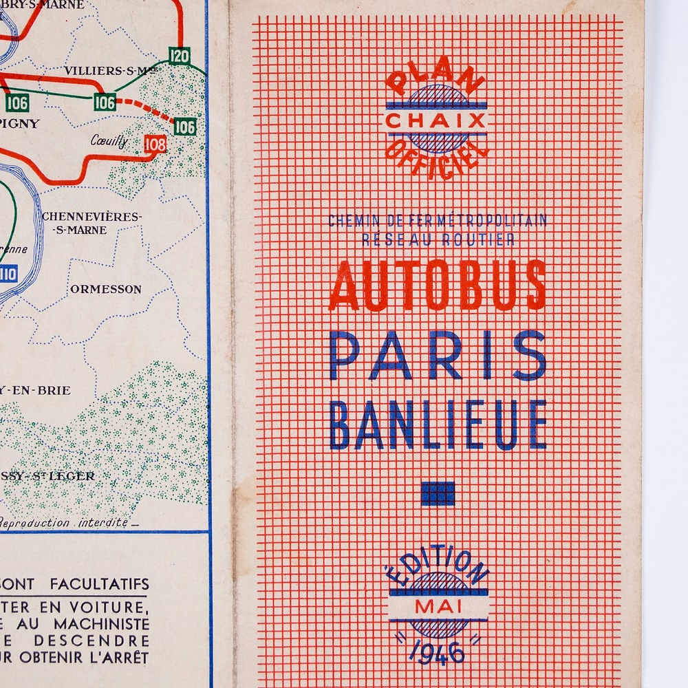 Paris subway map with numbered lines 1946 Chaix editeur prospectus guide - 3