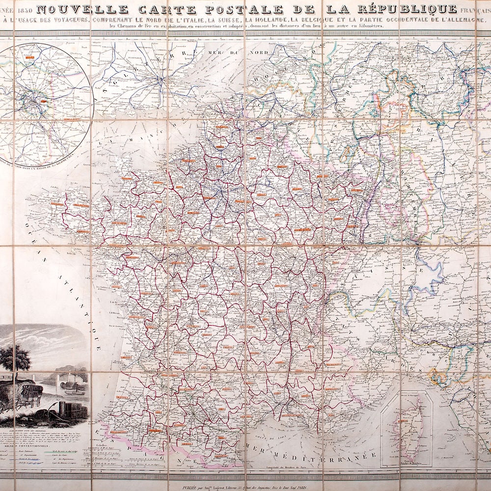 French map of France postal service Logerot Paris 1830 , Fremin geographer - 2