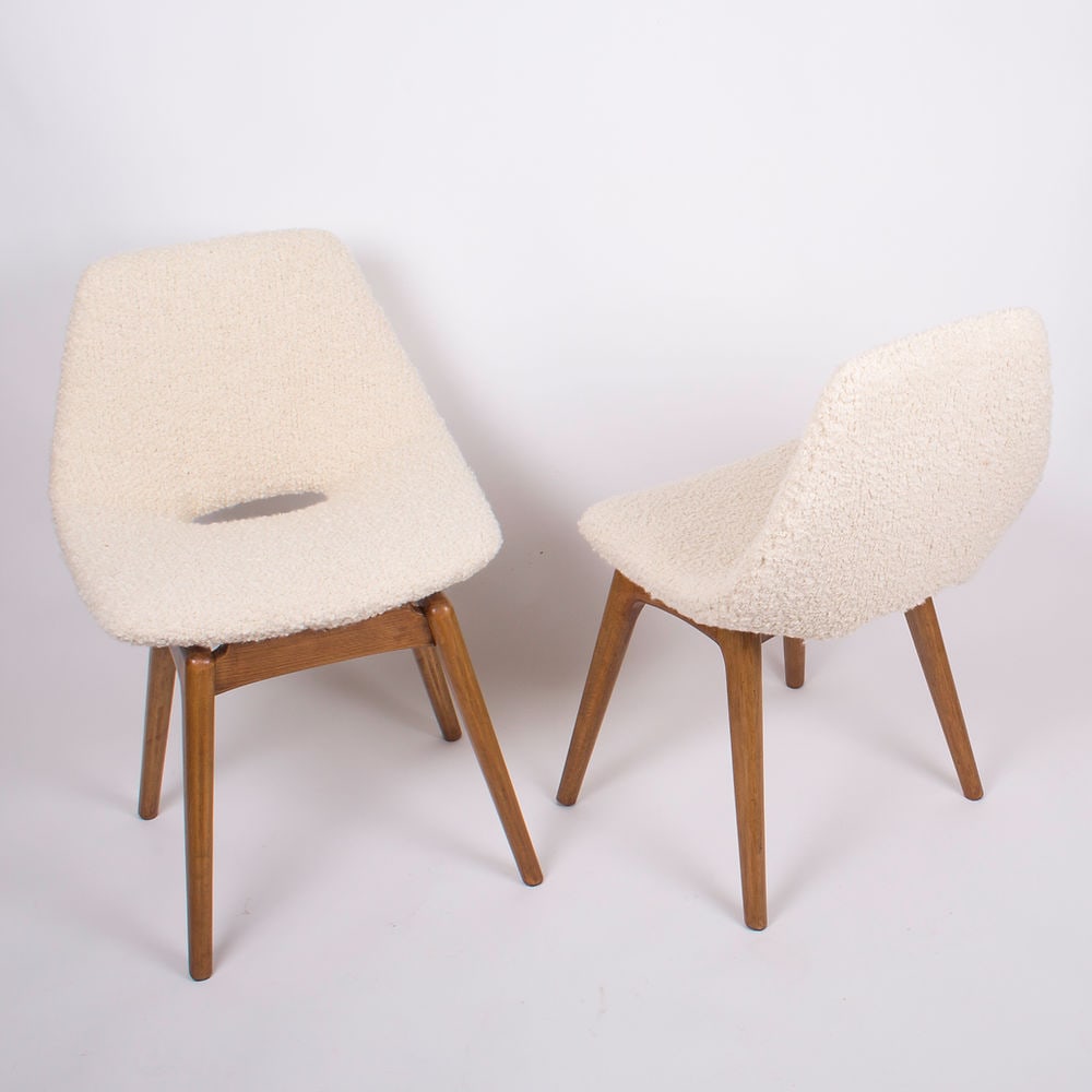 pair of Guariche Amsterdam mid century chair edited by steiner 1954 boucle - 5