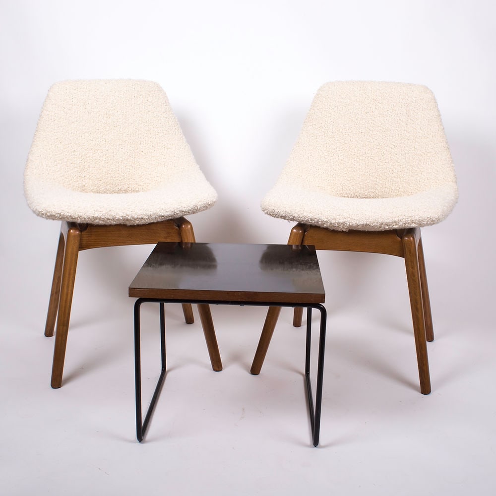 pair of Guariche Amsterdam mid century chair edited by steiner 1954 boucle - 7