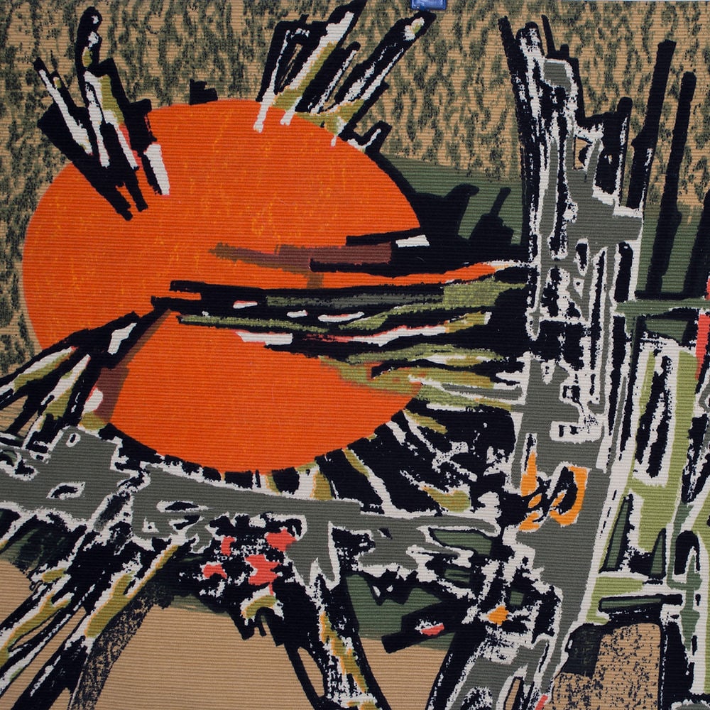 Long Fumeron tapestry Samourai wool fabric Robert Four signed - 4