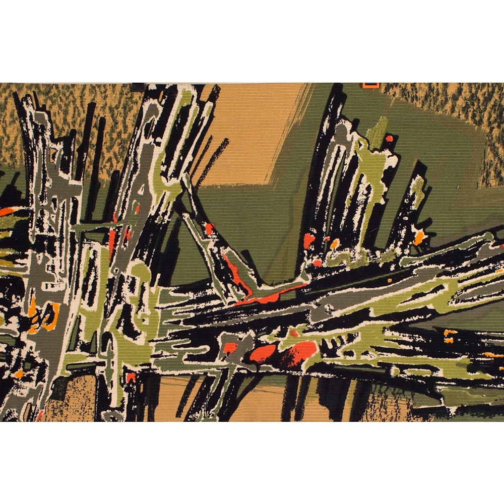 Long Fumeron tapestry Samourai wool fabric Robert Four signed - 5