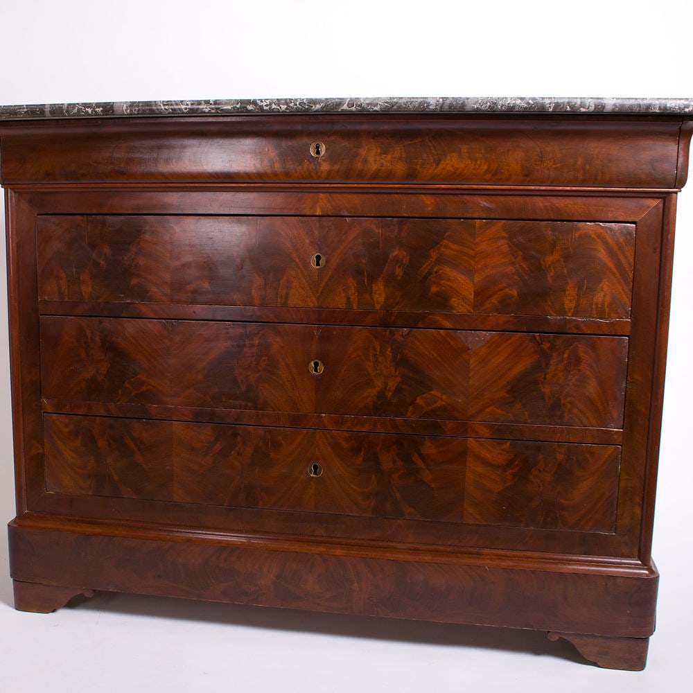 French Marble Top Chest of Drawers Louis Philippe 1840 cubain mahogany (1 of 5)