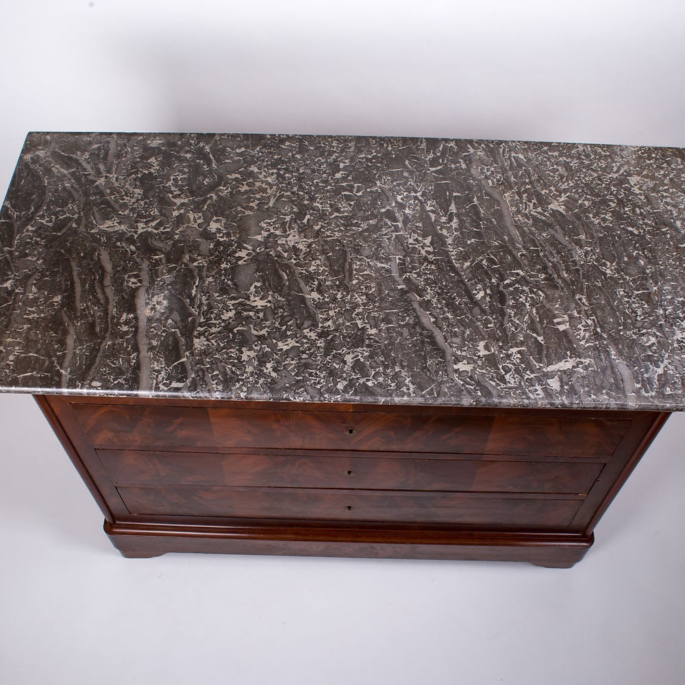 French Marble Top Chest of Drawers Louis Philippe 1840 cubain mahogany - 2