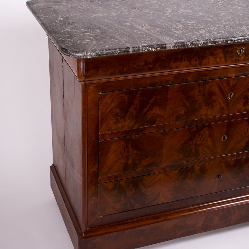 French Marble Top Chest of Drawers Louis Philippe 1840 cubain mahogany - 4
