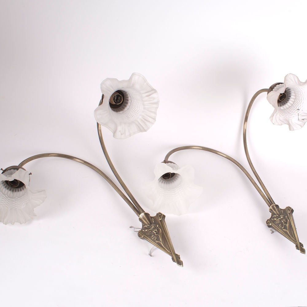 Pair of FRENCH ART DECO Sconces MOLDED GLASS - 2