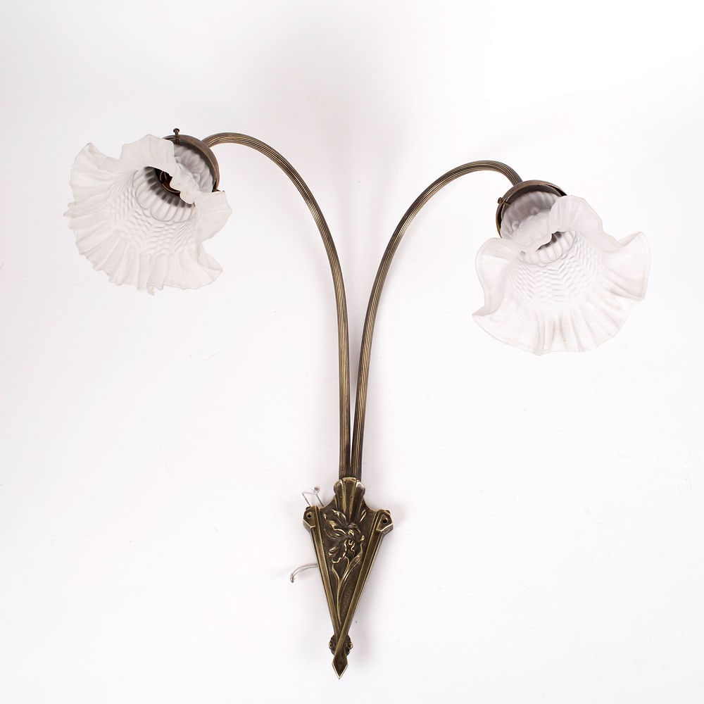 Pair of FRENCH ART DECO Sconces MOLDED GLASS - 3