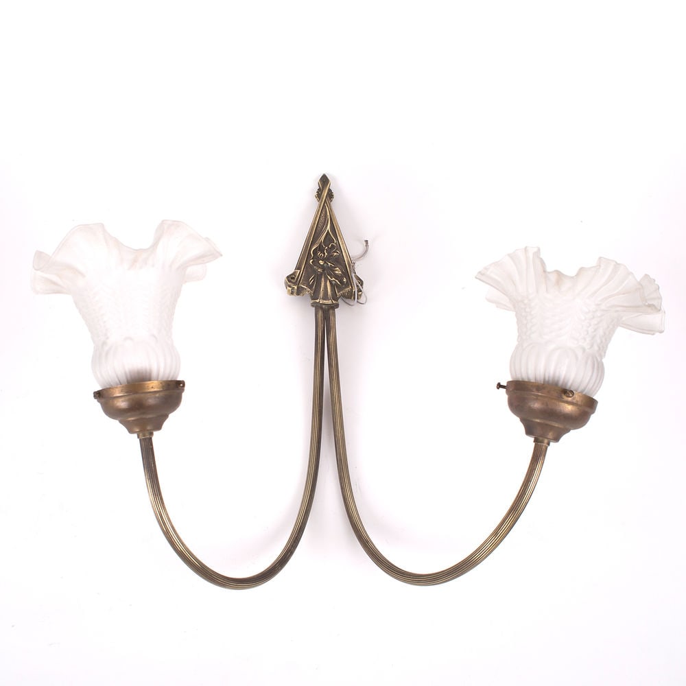 Pair of FRENCH ART DECO Sconces MOLDED GLASS - 4