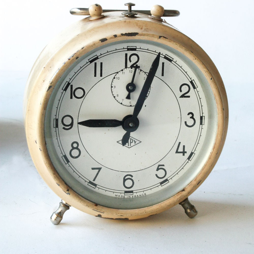 French white Art Deco alarm Clock Japy (1 of 2)