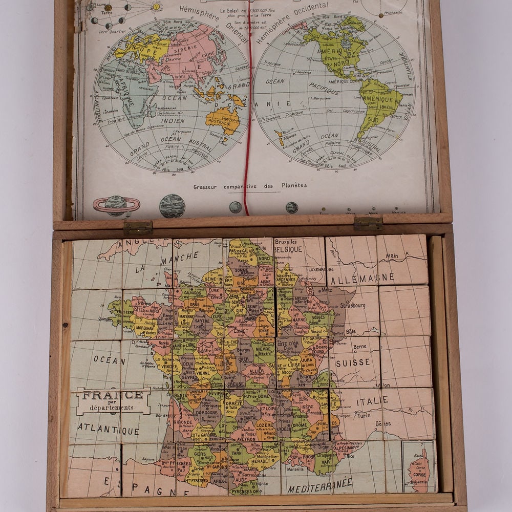 French wood Cubes Geographies J.L. JULLIEN / DU VAL et L. 19th (1 of 6)
