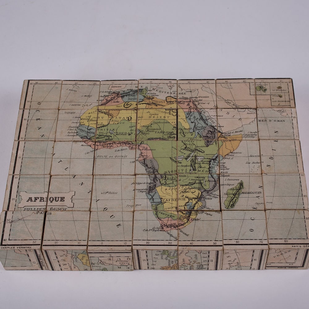 French wood Cubes Geographies J.L. JULLIEN / DU VAL et L. 19th - 3