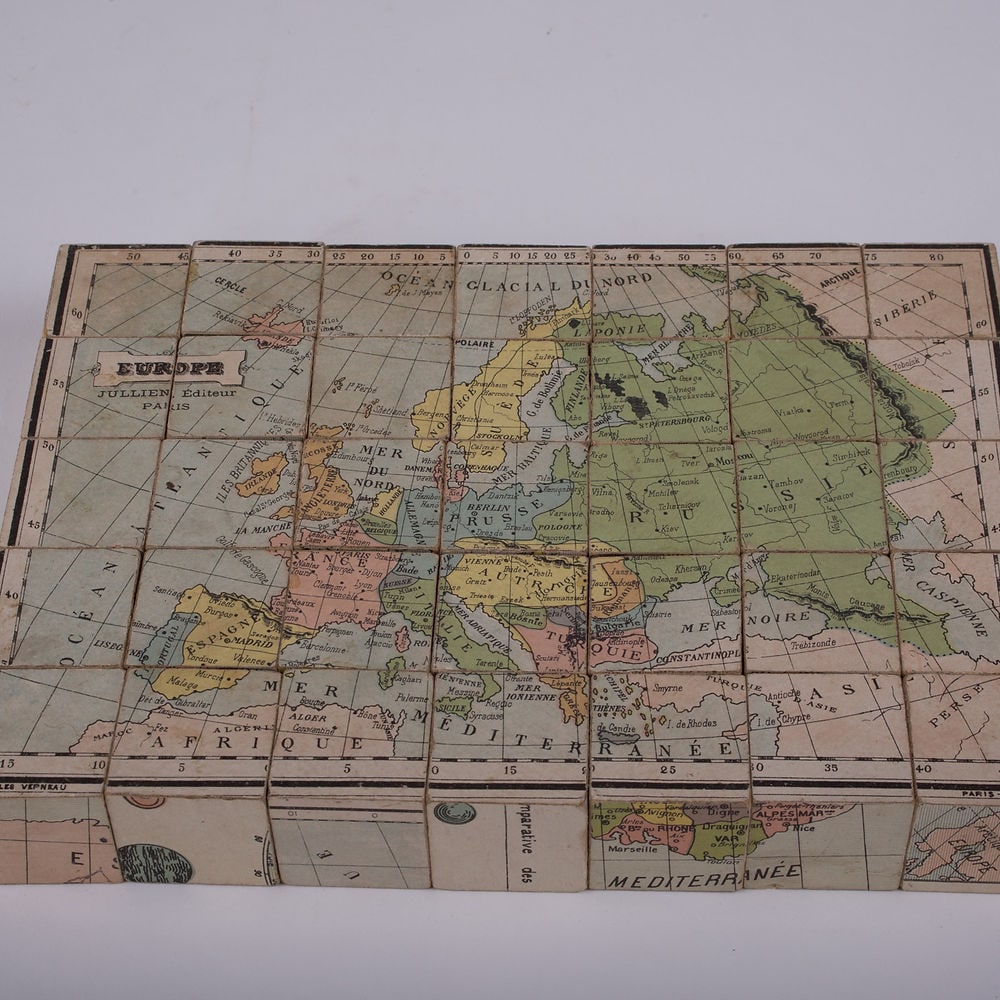 French wood Cubes Geographies J.L. JULLIEN / DU VAL et L. 19th - 4